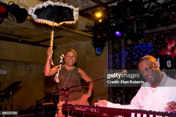 Little Willie Littlefield and Jennifer Jones perform on stage as part of the Ponderosa Stomp at House of Blues on April 28, 2009 in New Orleans,...