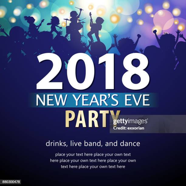 stockillustraties, clipart, cartoons en iconen met new year's eve party 2018 - moderne rock