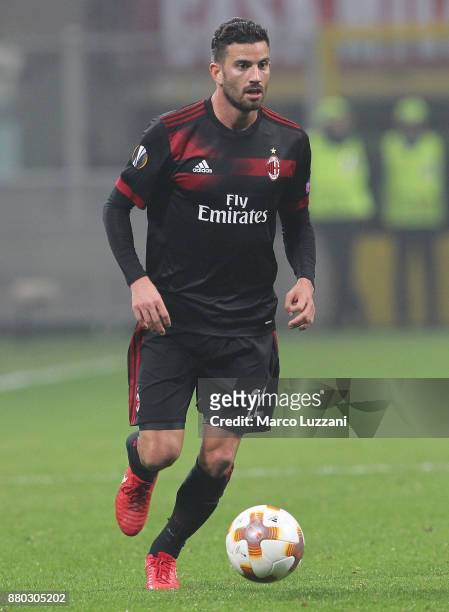 Mateo Musacchio of AC Milan in action during the UEFA Europa League group D match between AC Milan and Austria Wien at Stadio Giuseppe Meazza on...
