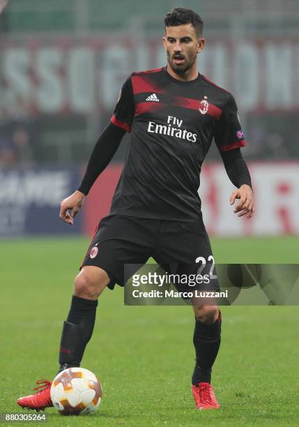 Mateo Musacchio of AC Milan in action during the UEFA Europa League group D match between AC Milan and Austria Wien at Stadio Giuseppe Meazza on...