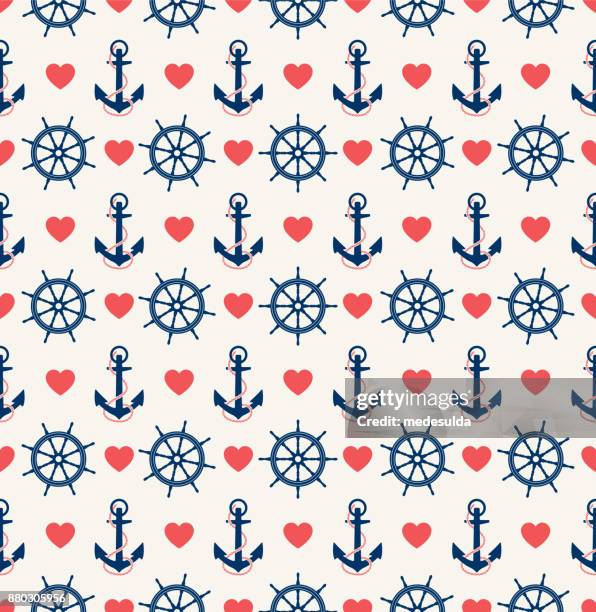 anchor and heart shape pattern - cruise control stock illustrations