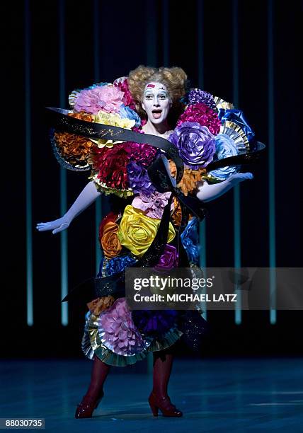 Opera singer Juliane Banse performs on stage during the dress rehearsal of the opera "Der Freischuetz" by Carl Maria von Weber at the Festspielhaus...