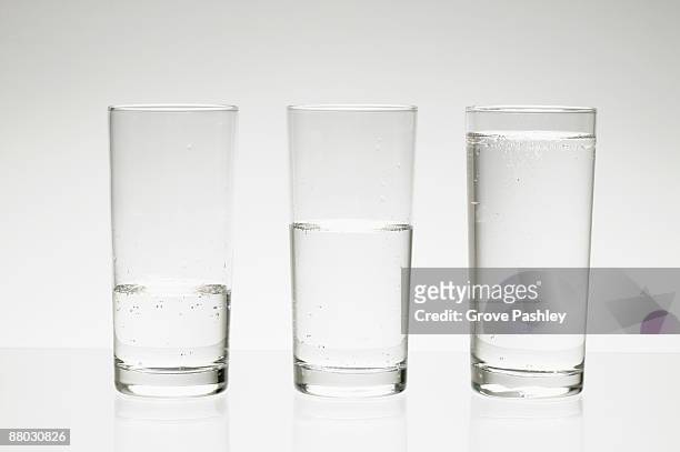 water glasses at different water levels - full stock pictures, royalty-free photos & images
