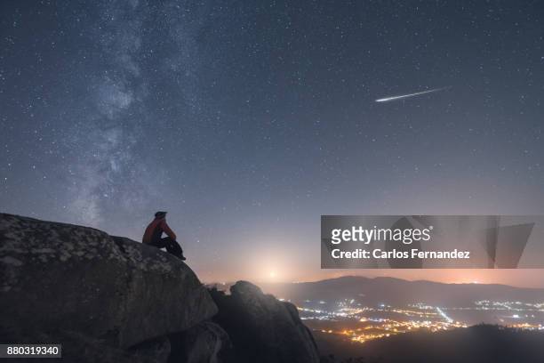 watching a shooting star - a coruna stock pictures, royalty-free photos & images