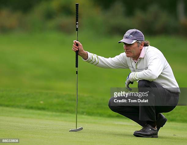 Rick Adams lines up a putt on 17th hole during the Senior PGA Professional Championship at The Northants County Golf Club on May 28, 2009 in...