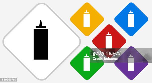ketchup color diamond vector icon - mustard bottle stock illustrations