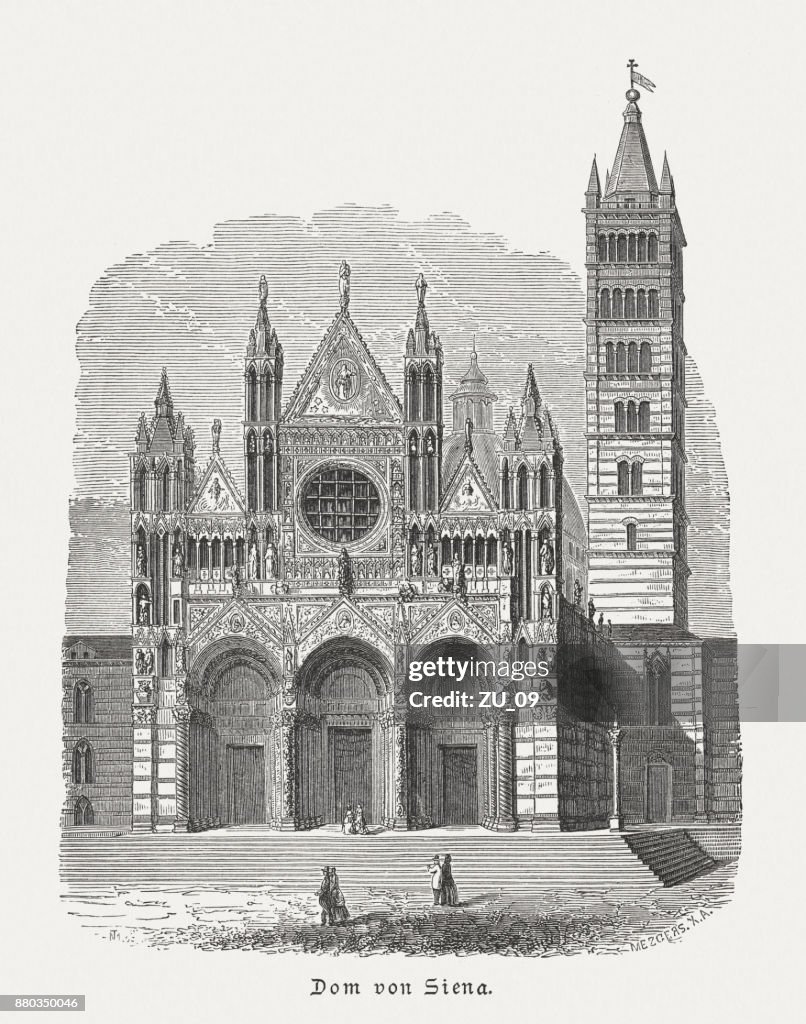 Siena Cathedral, Italy, wood engraving, published in 1883