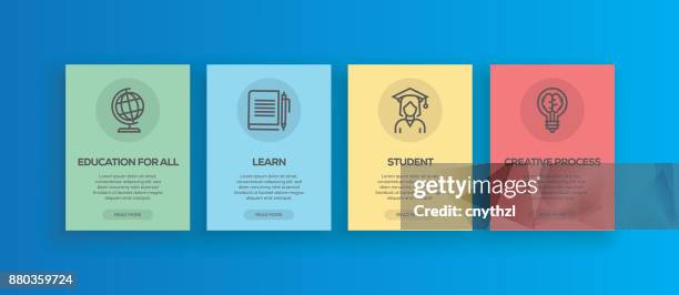 onboarding app screens line education concept icons for mobile apps and webpage - software engineering student stock illustrations