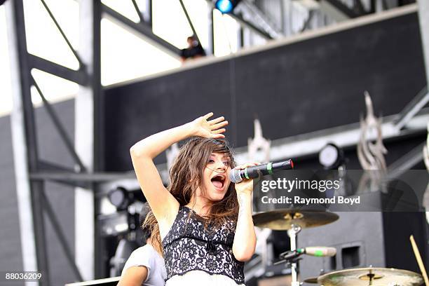 Singer Lacey Mosley of Flyleaf performs at Columbus Crew Stadium in Columbus, Ohio on MAY 16, 2009.