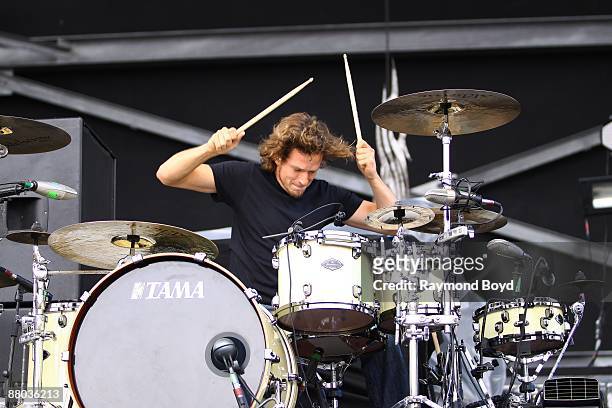 Drummer James Culpepper of Flyleaf performs at Columbus Crew Stadium in Columbus, Ohio on MAY 16, 2009.