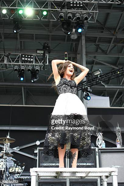 Singer Lacey Mosley of Flyleaf performs at Columbus Crew Stadium in Columbus, Ohio on MAY 16, 2009.