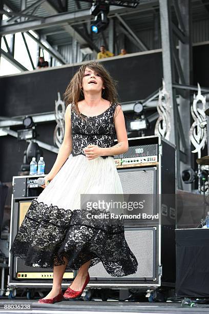 Singer Lacey Mosley of Flyleaf performs at Columbus Crew Stadium in Columbus, Ohio on MAY 16, 2009.
