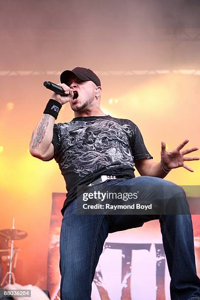 Singer Philip Labonte of All That Remains performs at Columbus Crew Stadium in Columbus, Ohio on MAY 16, 2009.