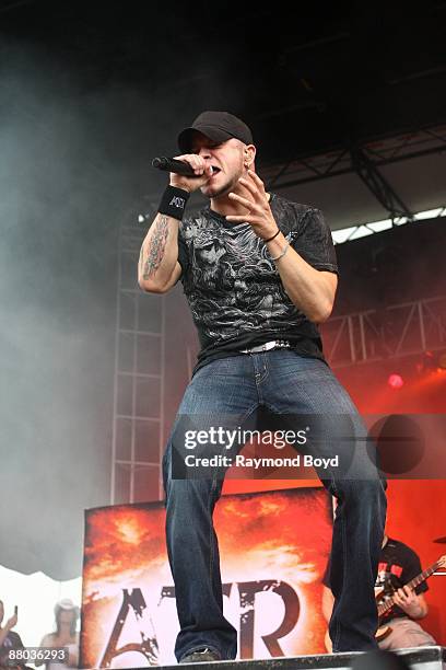 Singer Philip Labonte of All That Remains performs at Columbus Crew Stadium in Columbus, Ohio on MAY 16, 2009.