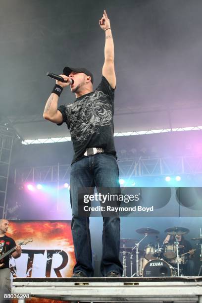 Singer Philip Labonte of All That Remains performs at Columbus Crew Stadium in Columbus, Ohio on MAY 16, 2009.