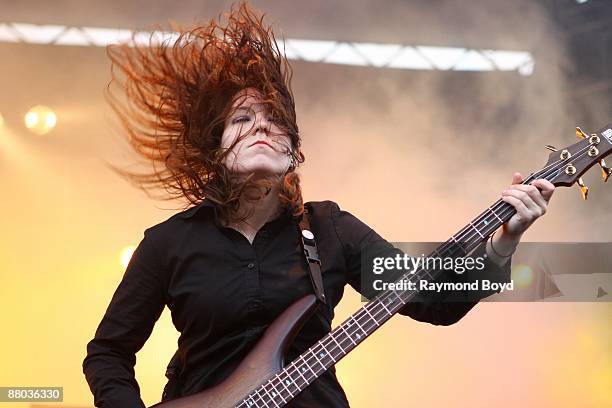 Guitarist Jeanne Sagan of All That Remains performs at Columbus Crew Stadium in Columbus, Ohio on MAY 16, 2009.