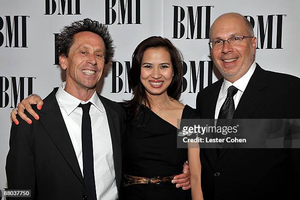 Producer Brian Grazer, Chau-Giang Thi Nguyen and producer Mike Gorfaine attend BMI's 57th Annual Film And Television Awards held at The Beverly...