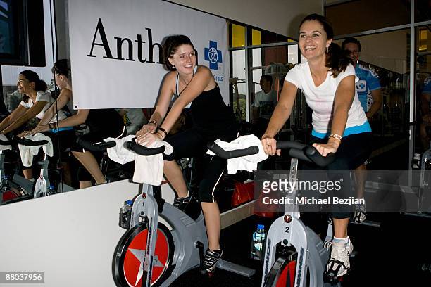 Katherine and Maria Shriver attend the Audi Best Buddies Challenge's private reception at the Equinox - Westwood on May 16, 2009 in Westwood, Los...