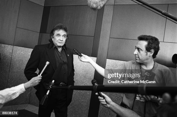 Johnny Cash being interviewed at South by Southwest Music Festival in March 1994 in Austin, TX.