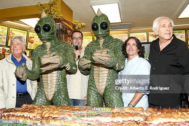 Producer Sid Krofft, Subway spokesman Jarod Fogle, director Brad Silberling and producer Marty Krofft attend Universal Pictures and Subway...