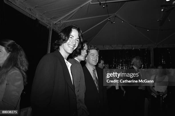 Keanu Reeves, left, at a party for Kenneth Branagh's film version of Shakespeare's "Much Ado About Nothing" in May 1993 in New York City, New York....