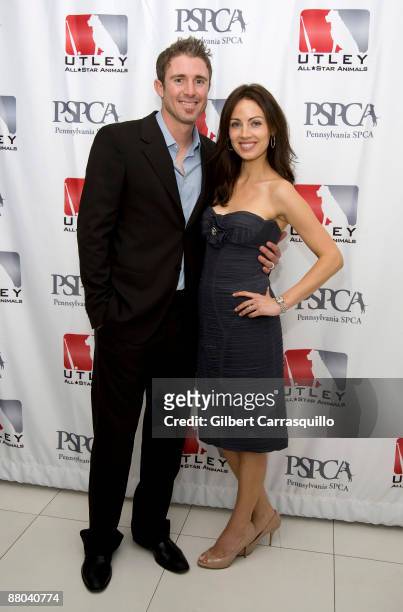 Second baseman Chase Utley of the Philadelphia Phillies and his wife Jennifer Utley attend the 2nd Annual Utley All-Star Animals Casino Night at The...