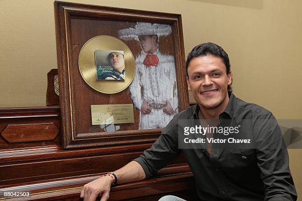 Singer Pedro Fernandez promotes his album "Dime Mi Amor" at Universal Music on May 28, 2009 in Mexico City, Mexico.