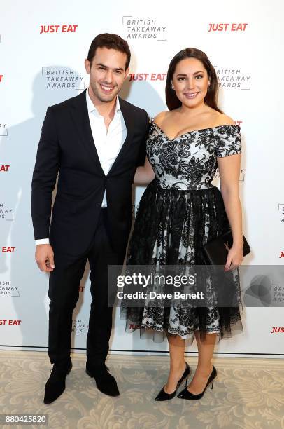 Jeremy Parisi and Kelly Brook attend the British Takeaways Awards, in association with Just Eat at The Savoy Hotel on November 27, 2017 in London,...