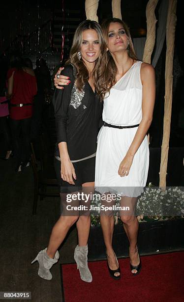 Models Alessandra Ambrosio and Fernanda Motta attend Fernanda Motta's birthday celebration at Table 55 on May 28, 2009 in New York City.
