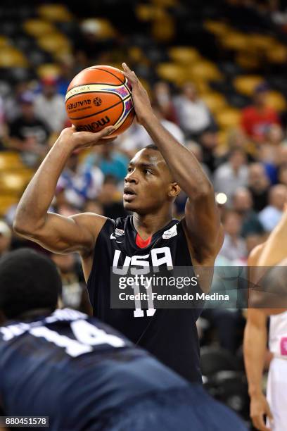 Elijah Millsap of Team USA shoots the ball against Purto Rico during the FIBA World Cup America Qualifiers on November 23, 2017 at CFE Arena in...