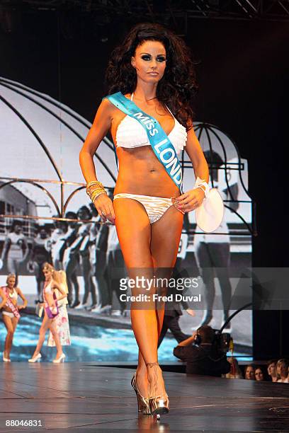 Katie Price walks the runway at The Clothes Show London at ExCel on May 29, 2009 in London, England.
