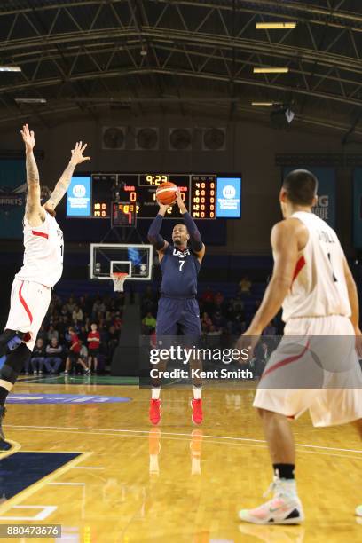 Jonathan Holmes of Team USA shoots the ball against Team Mexico during the FIBA World Cup America Qualifiers on November 20, 2017 at Greensboro...