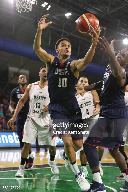 Reggie Hearn of Team USA grabs a loose ball against Team Mexico during the FIBA World Cup America Qualifiers on November 20, 2017 at Greensboro...