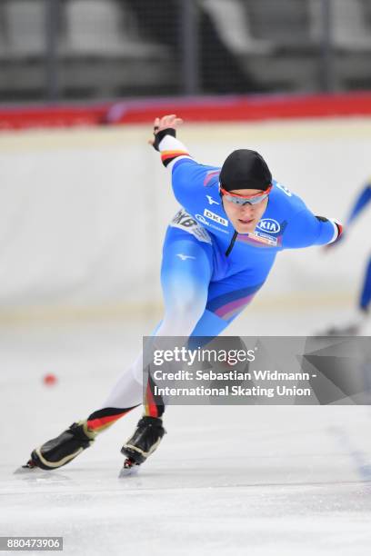Max Reder of Germany performs during the Men 1500 Meter at the ISU ISU Junior World Cup Speed Skating at Max Aicher Arena on November 26, 2017 in...
