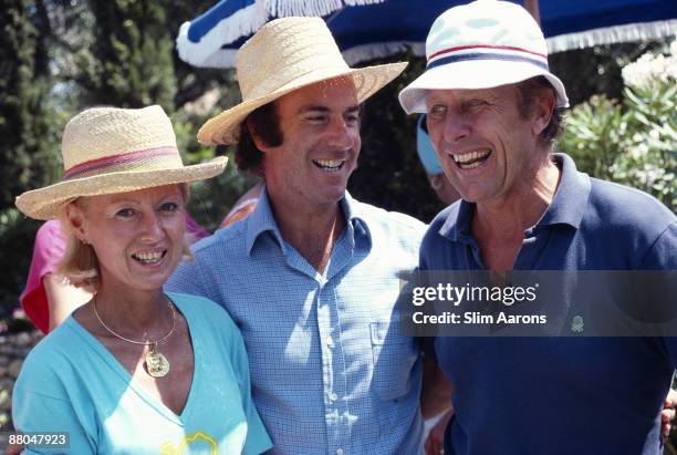 From left to right, Lady Judy Bathurst, Italian hotelier Roberto Scio and John Vestey in Porto Ercole, Tuscany, August 1980.