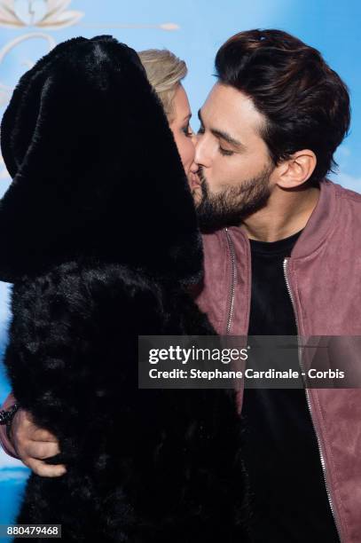 Nadege Lacroix and Gabano attend the "La Villa Des Coeurs Brises" : Photocall at TF1 on November 27, 2017 in Boulogne-Billancourt, France.