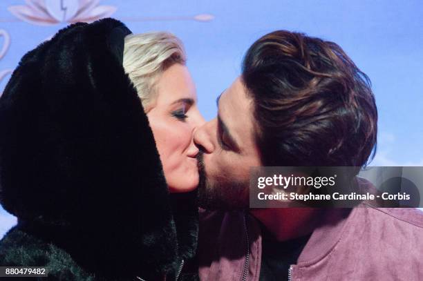 Nadege Lacroix and Gabano attend the "La Villa Des Coeurs Brises" : Photocall at TF1 on November 27, 2017 in Boulogne-Billancourt, France.