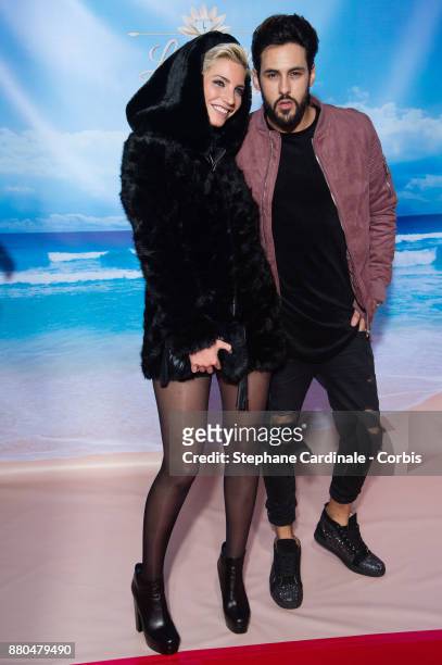 Nadege Lacroix and Gabano attend the "La Villa Des Coeurs Brises" : Photocall at TF1 on November 27, 2017 in Boulogne-Billancourt, France.