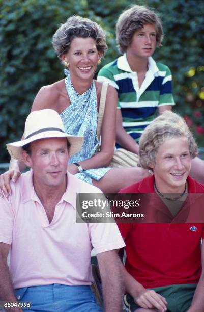 Duer McLanahan, a Merrill Lynch executive, with his wife, and their sons Morgan and William in Porto Ercole, Italy, August 1980.