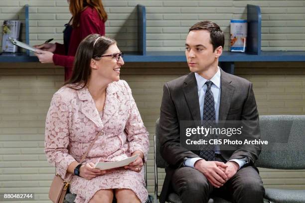 The Confidence Erosion" -- Pictured: Amy Farrah Fowler and Sheldon Cooper . Sheldon and Amy try to eliminate stress from wedding planning by applying...