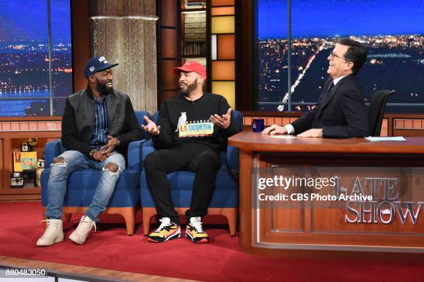 The Late Show with Stephen Colbert and guest Desus & Mero during Tuesday's November 20, 2017 show.