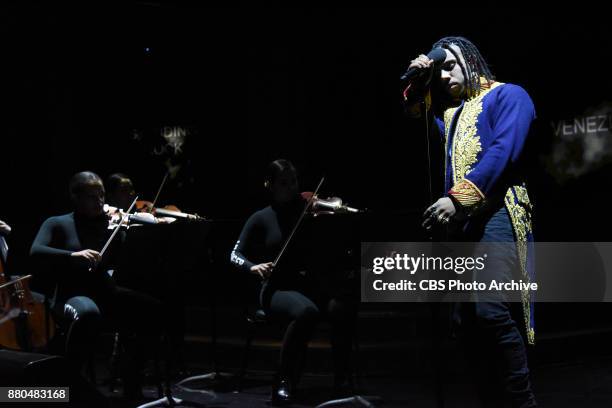 The Late Show with Stephen Colbert and guest Vic Mensa during Tuesday's November 20, 2017 show.