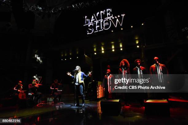 The Late Show with Stephen Colbert and guest Vic Mensa during Tuesday's November 20, 2017 show.