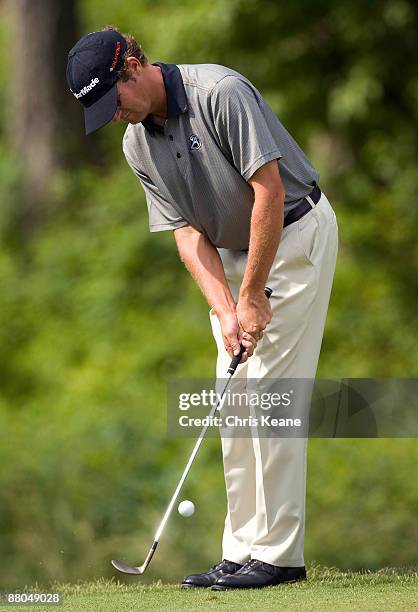 David Mathis chips on the 16th hole during the second round of the Rex Hospital Open Nationwide Tour golf tournament at the TPC Wakefield Plantation...