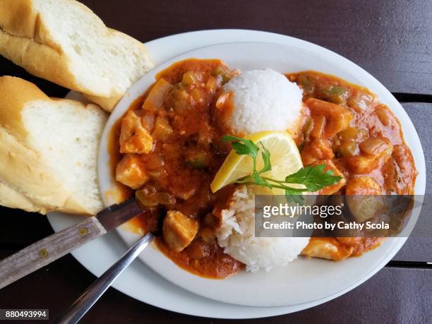 cajun chicken etouffee - chicken stew stock pictures, royalty-free photos & images