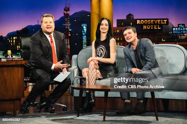 Krysten Ritter and Josh Hutcherson chat with James Corden during "The Late Late Show with James Corden," Monday, November 20, 2017 On The CBS...