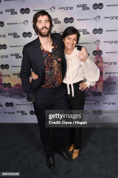 Jim Sturgess and Dina Mousawi attend the "Hard Sun" Premiere at BFI Southbank on November 27, 2017 in London, England.