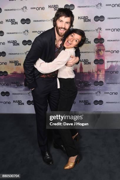 Jim Sturgess and Dina Mousawi attend the "Hard Sun" Premiere at BFI Southbank on November 27, 2017 in London, England.