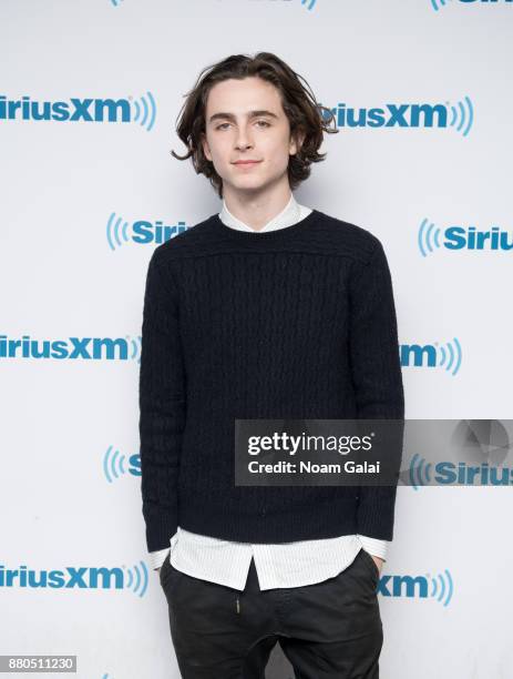 Actor Timothee Chalamet visits the SiriusXM Studios on November 27, 2017 in New York City.