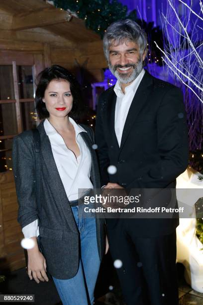 Francois Vincentelli and his companion Alice Dufour attend the Inauguration of the "Chalet Les Neiges 1850" on the terrace of the Hotel "Barriere Le...